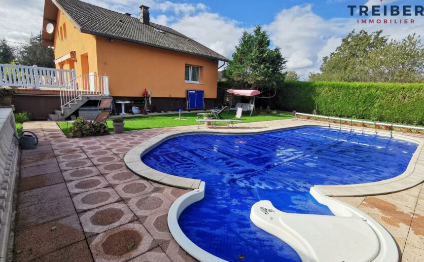Maison Chèvremont sur 10 ares de terrain au calme avec terrasse,piscine, garage double : avec Treiber immobili