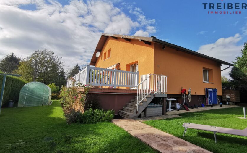 Maison Chèvremont sur 10 ares de terrain au calme avec terrasse,piscine, garage double : avec Treiber immobili